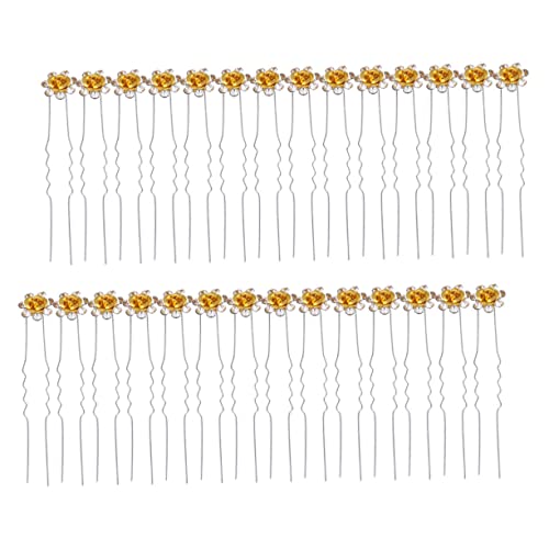 MUSISALY 40 Stück Rosenhaarnadeln Rosenhaarclips Haarschmuck Für Damen Hochzeitsfrisuren Mit Strasssteinen von MUSISALY