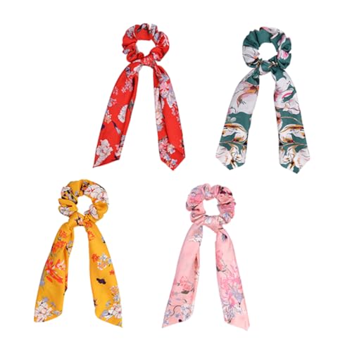 MUSISALY 4stücke Langhaar Schal Hasenohr Pferdeschwanzhalter Elastisches Scrunchy Haarband Schleifenknoten Für Damen von MUSISALY