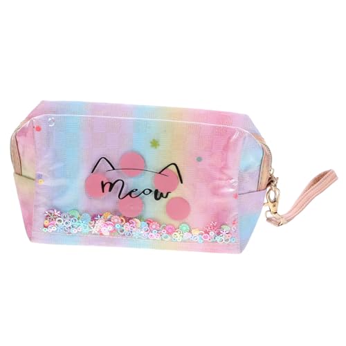 MUSISALY Gestreifte Kosmetiktasche Tragbare Make up Tasche Für Damen Reise Kulturtasche Langlebig Verschleißfest Für Toilettenartikel Kosmetik Für Reisen Zuhause von MUSISALY