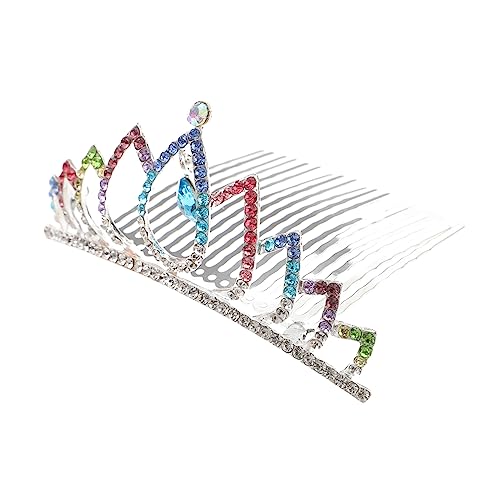 MUSISALY Farbige Strasskrone Prinzessin Hochzeitskrone Kuchendekoration Prinzessinnenhaar Hochzeit Haarkamm Kuchen Verzieren Trendiges Prinzessinnenkronen Brautkamm Legierung von MUSISALY