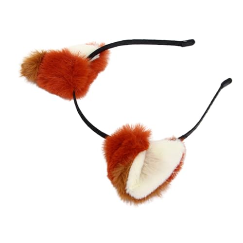 MUSISALY Fuchsohren Stirnband Haarband Tierohren Plüsch Kopfbedeckung Cosplay Halloween Weihnachten Elastisch Für Mädchen Erwachsene Rot-braun von MUSISALY