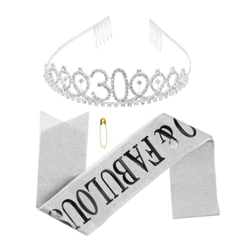 MUSISALY Geburtstagskrone Tiara Mit Schärpe Für Party Stirnband Zubehör Für Geburtstagsfeier von MUSISALY