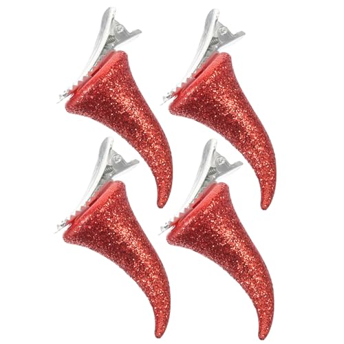 MUSISALY 4Stücke Glitter Teufelshorn Haarclip Halloween Haarklammer Headdress Kostüm Zubehör für Erwachsene und Junge Mädchen für Kostümpartys Cosplay und Fotografie von MUSISALY