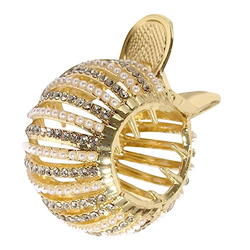 MUSISALY Goldene Klauenklammer Für Pferdeschwanz Dekorative Haarklammern Mit Perlen Hoher Pferdeschwanzhalter Für Frauen Klauenklammern Für Dickes Haar von MUSISALY