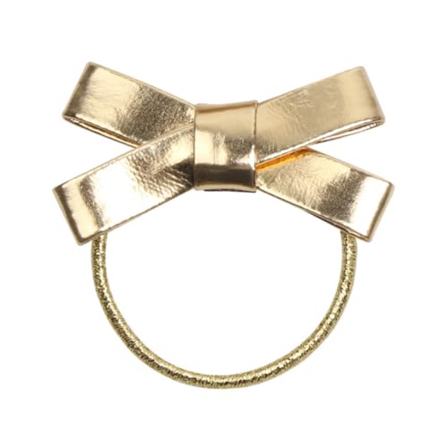 MUSISALY 4stücke Elastische Pu-haargummis Mit Schleife Dehnbar Haarring Pferdeschwanzhalter Haarseil Mit Schleife Für Junge Mädchen Und Mädchen Goldenes Silbernes von MUSISALY
