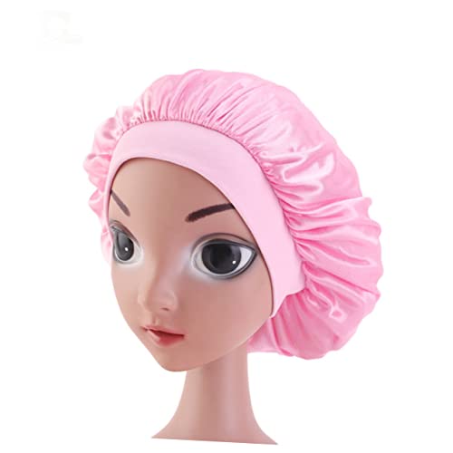 MUSISALY 5stücke Teiliges Junge Mädchen Schlafhaube Elastische Satin-haube Mit Breitem Rand Für Alltag Reise Gelb Schwarz Rosa Weinrot von MUSISALY