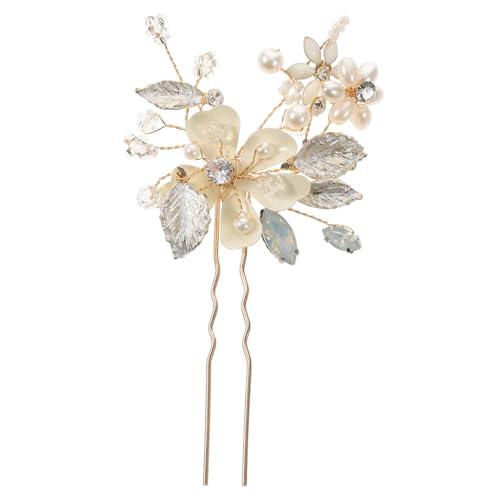 MUSISALY Braut Haarschmuck Perlen Haarnadeln U-form Hochzeitshaarspange Seitliche Haarschmuck Blumenoptik Für Frauen von MUSISALY