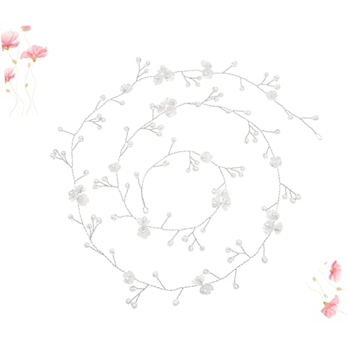 MUSISALY Handgefertigte Haarkette Aus Perlen Mit Blütenförmigem Design Silber 1 Meter Lang Eleganter Kopfschmuck Für Frauen Für Hochzeiten Partys Und Besondere Anlässe von MUSISALY