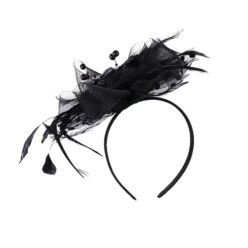 MUSISALY Schwarzer Fascinator Für Frauen Braut-stirnbänder Haarband Party-kopfbedeckung Vintage-haar-accessoire von MUSISALY