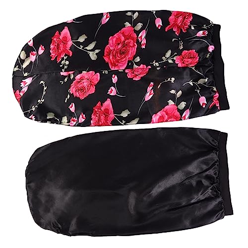 MUSISALY 2 Stück Breitkrempige Schlafmützen Aus Satin Elastische Lange Nachtmützen Für Damen Haar-schutzmützen Zum Schlafen von MUSISALY