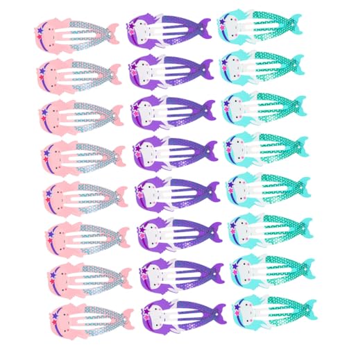 MUSISALY 24stücke Meerjungfrau Haarspangen Mit Druckknöpfen Für Mädchen Haarschmuck Aus Metall Mit Meerjungfrauenmotiv Praktisch Für Verschiedene Haarstile von MUSISALY