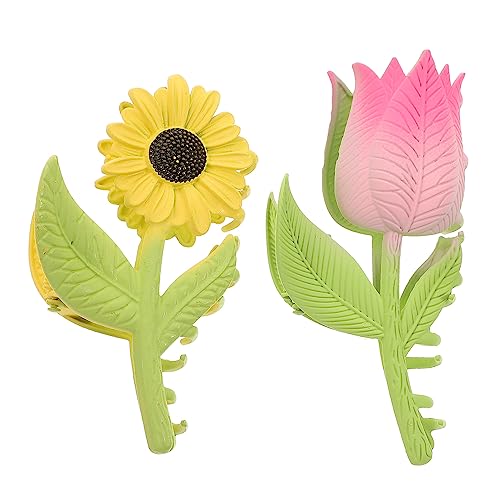 MUSISALY 2stücke Tulpen Haarklammer Mit Blume Für Dickes Haar Haarspange Clip Für Frauen Sonnenblumen Haarclip Styling Werkzeug von MUSISALY