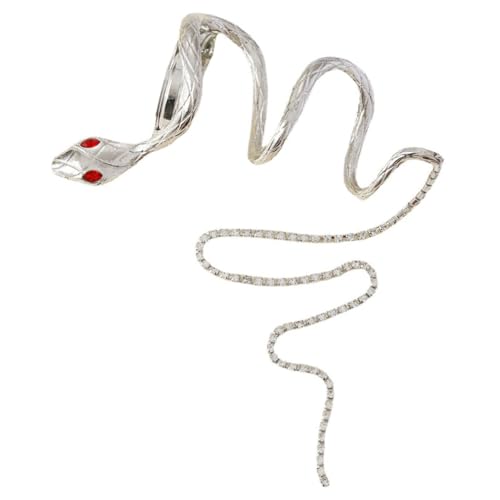 MUSISALY Schmuck Schlange Haarspangen Groß Damen Haarschmuck Für Pferdeschwanz Mit Kette Silberne Haarspangen Für Zöpfe von MUSISALY