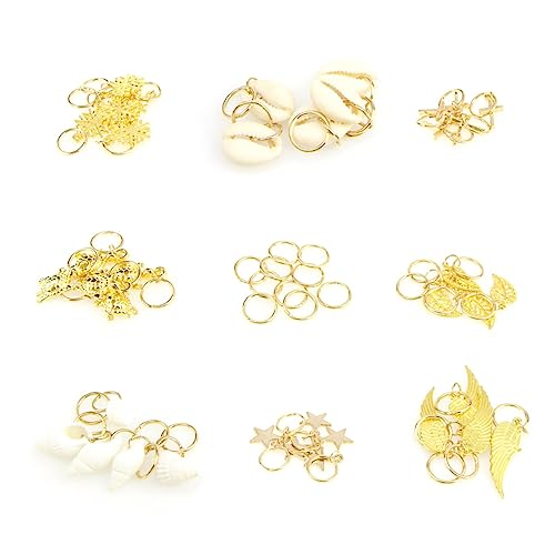 MUSISALY 50stücke Haarring-clips Set Mit Gold Shell Stern Conch Schneeflocke Anhänger Charms Ringe Für Haaraccessoires Und Stirnbandzubehör Für Partys Hochzeiten Fotos von MUSISALY