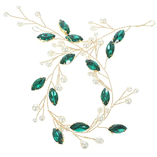 MUSISALY Bridal Headpiece Perl-haarband Für Hochzeiten Handgefertigter Brautschmuck Mit Grünen Glassteinen Und Perlen Elegantes Haaraccessoire Für Feiern Und Besondere Anlässe von MUSISALY