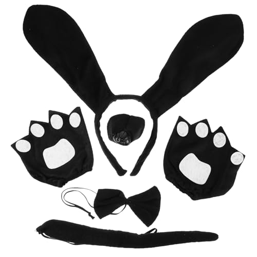 MUSISALY Hundeohren-stirnband Für Jungen Mädchen Inklusive Hundenase Fliege Handschuhe Für Hundekostüm Cosplay Party Requisiten Realistisch Und Bequem von MUSISALY