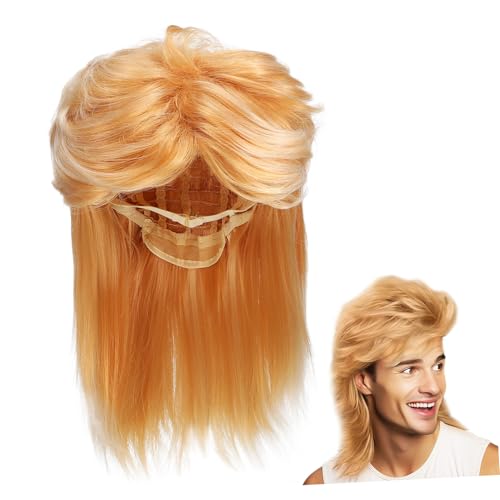 MUSISALY Jahre Perücke Herren Stil Synthetik Lang Cosplay Perücke Komfortabel Halloween Kostüm Party Retro Accessoire von MUSISALY