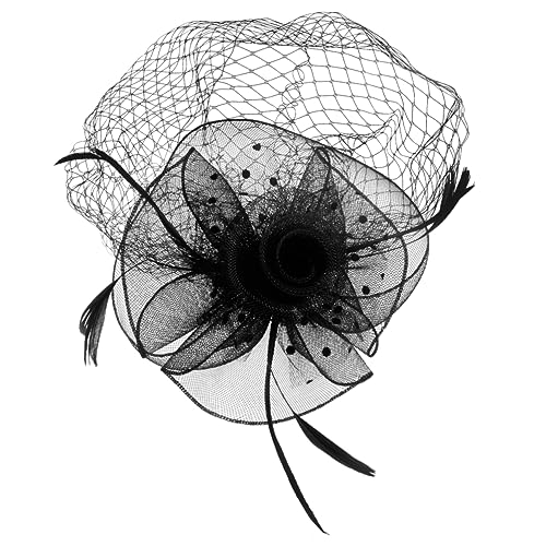 MUSISALY Eleganter Fascinator-Hut für Damen für Hochzeiten schwarzer Netzkopfschmuck Federn Party-Kopfbedeckung Performance-Kopfschmuck von MUSISALY