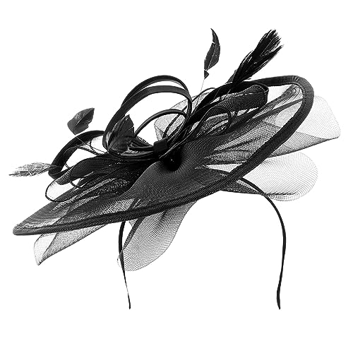 MUSISALY Kopfschmuck aus floralem Mesh schwarze Fascinator-Hüte für Frauen fasching kopfbedeckung fasching kopfschmuck Mesh-Quill-Kopfbedeckung Fascinator-Hut elastisches Netz Black von MUSISALY