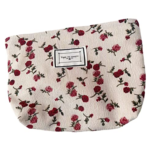 MUSISALY Kosmetiktasche Make-up-Tasche Mit Reißverschluss Tragbare Kosmetiktasche Für Damen Reise- Mit Rosen-Blumen-Print von MUSISALY
