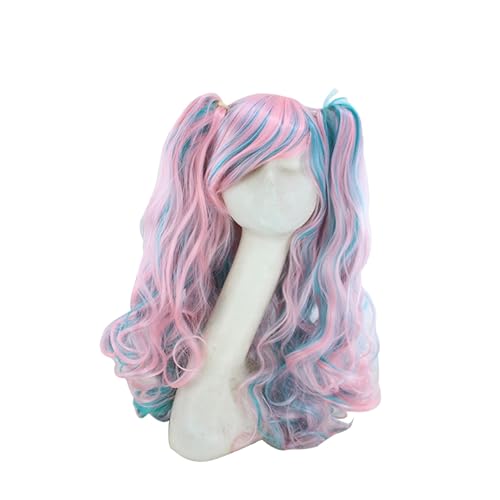 MUSISALY Lange Lockige Perücke Zum Anklipsen Mit Zwei Pferdeschwänzen Mehrfarbig Für Damen Und Mädchen von MUSISALY