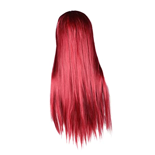 MUSISALY Lange Weinrote Perücke Mit Fransen Natürliche Gerade Kunstfaserperücke Für Damen Für Cosplay Partys Und Täglichen Gebrauch von MUSISALY