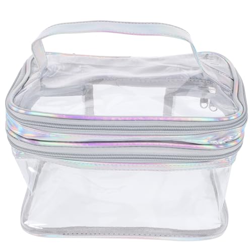 MUSISALY Make up Bag Große Tragbare Kosmetiktasche Aus Transparentem Mit Griff Für Reisen Und Tägliche Nutzung Geräumiger Organizer Für Make-up Und Toilettenartikel Schimmerndem von MUSISALY