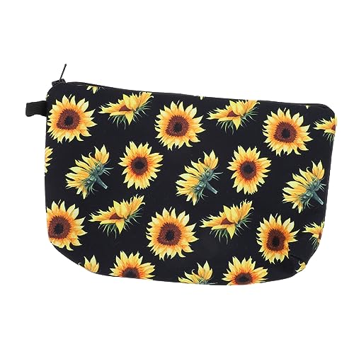 MUSISALY Schminktasche Mit Sonnenblumenmuster Kosmetiktasche Aus Polyestermaterial Organizer Für Reisen Und Heimgebrauch Für Kosmetika Und Toilettenartikel Retro-Design Für Damen von MUSISALY