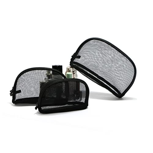 MUSISALY 3 Stücke Schwarz Netz Kosmetiktasche Satz Tragbare Make up Tasche Mit Reißverschluss Verschiedene Größen Für Frauen Und Mädchen Für Reisen Und Aufbewahrung Von Kosmetik von MUSISALY