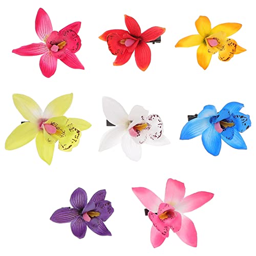 MUSISALY 8er Satz Haarspangen Mit Orchideenblüten Für Damen Hawaii Stil Blumenhaarnadeln Zinklegierung Und Polyester Elasthan von MUSISALY