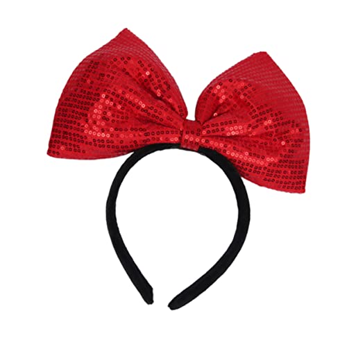 MUSISALY Stirnband Mit Pailletten Geformter Haarband in Bowknot-design Party-kopftuch Entzückender Haarschmuck Rot von MUSISALY