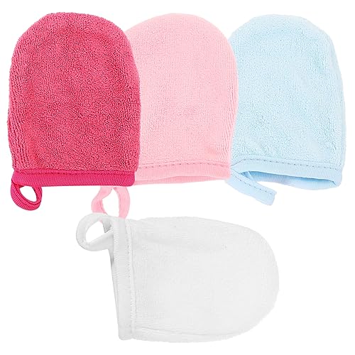 MUSISALY Peeling-handschuhe Zum Entfernen Abgestorbener Haut 4 Stück Wiederverwendbare Make-up-entferner-handschuhe Mit Handschuh Für Augen Und Gesicht von MUSISALY