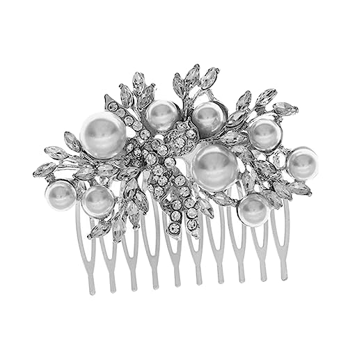MUSISALY Perlen Haarschmuck Haarspange Hochzeit Mit Perlen Schmuck Für Bräute Seitlicher Haarkamm Mit Strasssteinen von MUSISALY