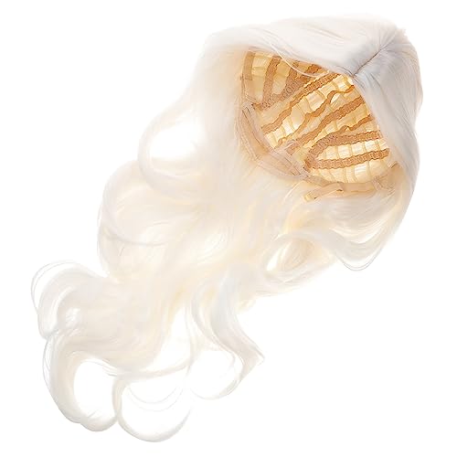 MUSISALY Weiße Perücke Für Damen Lange Lockige Cosplay Haarperücke Halloween Haarschmuck von MUSISALY