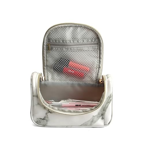 MUSISALY Marble Makeup Brush Bag Tragbare Kosmetiktasche Mit Reißverschluss Für Reisen Und Leicht Für Frauen Und Mädchen Weiß von MUSISALY