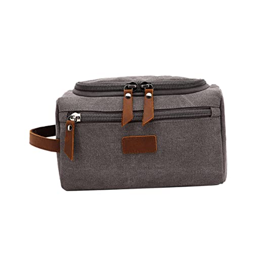 MUSISALY Aufbewahrungstasche Aus Canvas-Leder Kosmetiktasche Tragbar Reisetasche Für Herren Outdoor-kulturtasche Organizer Grau MUSISALY Aufbewahrungstasche Aus Canvas-Leder Kosmetiktasche Tragbar Reisetasche Für Herren Outdoor-kulturtasche Organizer Grau von MUSISALY