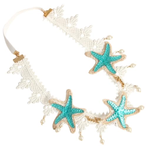 MUSISALY Seestern-spitzenstirnband Meerjungfrauen-kopfbedeckung Strandstirnband Für Damen Haarschmuck Mit Spitze Und Perlen MUSISALY Seestern-spitzenstirnband Meerjungfrauen-kopfbedeckung Strandstirnband Für Damen Haarschmuck Mit Spitze Und Perlen von MUSISALY