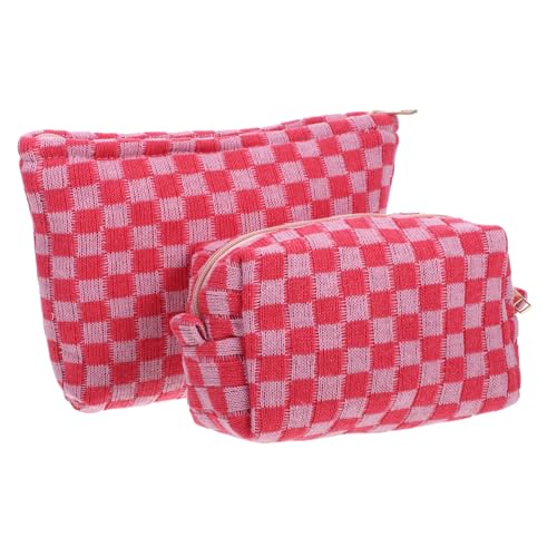 MUSISALY 2-teiliges Kosmetiktaschen-Set Mit Kariertem Make-up-Taschen-Set Hautpflegetaschen Kulturbeutel Für Frauen Reisen Täglicher Gebrauch von MUSISALY