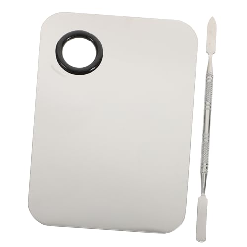 MUSISALY Edelstahl Make-up Mischpalette Mit Spachtel Silberfarbenes Werkzeug Für Blending Und Mischen Von Grundierung Lippen Und Lidschatten von MUSISALY