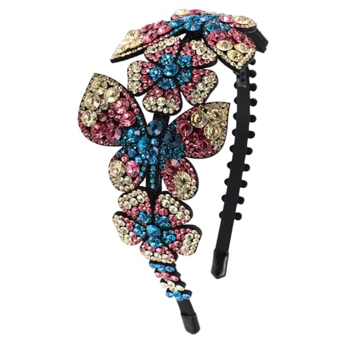 MUSISALY Blumenhaarband Mit Strass-schmetterlingen Party-haarreifen Kopfschmuck Stirnband Für Damen Und Mädchen von MUSISALY