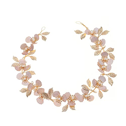 MUSISALY Stirnband mit Blumenperle Tiara-Kopfschmuck mädchen stirnbänder Hochzeitskopfschmuck für die Braut Haarschmuck für die Hochzeit Blumenbraut Kopfbedeckung Legierung Golden von MUSISALY