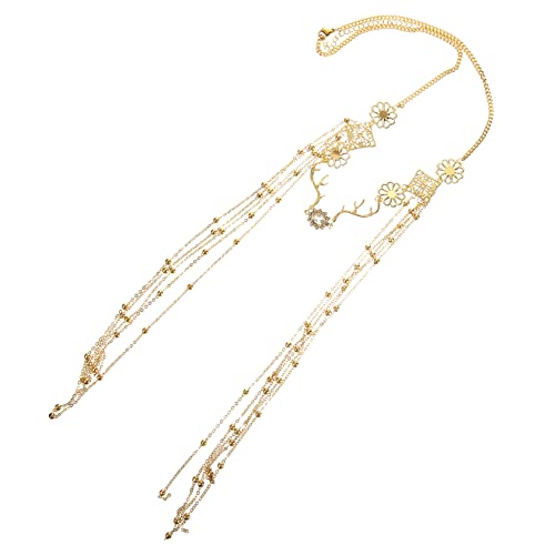 MUSISALY Goldkette Kopfschmuck Quaste Schmuck Damen Kopfbedeckung Haarschmuck Für Party von MUSISALY