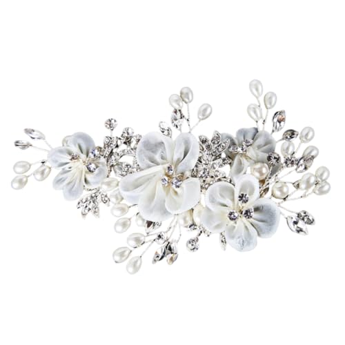 MUSISALY Elegante Weiße Garn Blume Strass Haarnadel Braut Haarspange Starker Halt Für Hochzeit Styling von MUSISALY