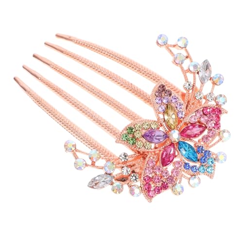 MUSISALY Rhinestone Flower Haarkamm Für Damen Eleganter Haarschmuck Vielseitig Einsetzbar Für Hochzeiten Partys Und Alltag Dekorative Haarspange Mit Fünf Zähnen Farbenfroh Und Funkelnd von MUSISALY