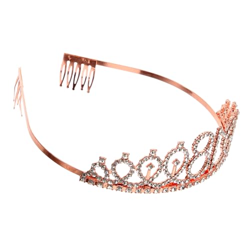 MUSISALY Vintage Geburtstagskrone Mit Strass Tiara Für Haaraccessoire Für Geburtstagsfeiern Cosplay Und Fotoshootings Jahre Roségold Krone von MUSISALY