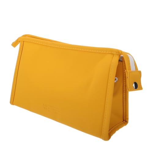 MUSISALY Abrazine Kosmetiktasche Tragbare Reise Make up Aufbewahrungstasche Für Damen Gelb Pu Organizer Für Kosmetikartikel von MUSISALY