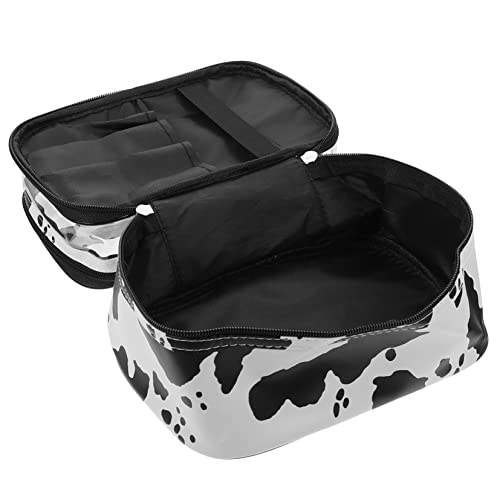 MUSISALY Kosmetiktasche Mit Cow Pattern Transparente Doppellagige Große Make-up Aufbewahrungstasche Für Damen Multifunktionale Tragbare Kulturtasche Für Reisen Und Alltag von MUSISALY