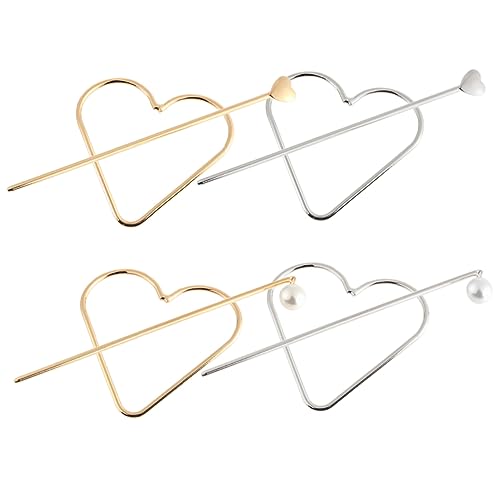 MUSISALY 4stücke Haar Pin Mit Hohl Herz Design Lange Haarnadel Perle Drop Haar Brötchen Pin Für Frauen Zum Dekorieren Von Frisuren Für Alltag Hochzeit Party von MUSISALY