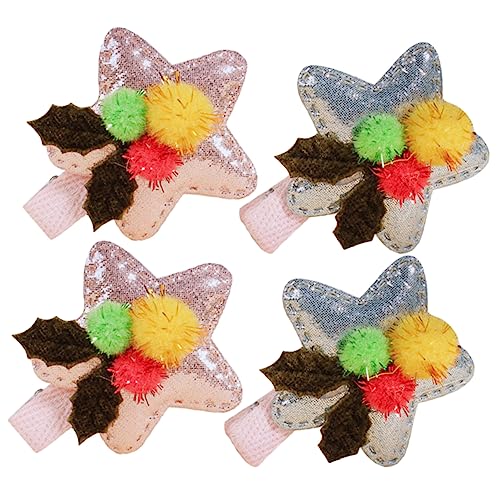 MUSISALY 4 Stück Stern-haarspangen Schöne Haarnadeln Für Mädchen Weihnachts-haarspangen Kinder-haarschmuck von MUSISALY