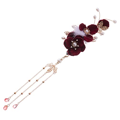 MUSISALY Haarspange Aus Fell Baumelnde Quaste Blumen-haarspange Haarschmuck Für Damen Und Mädchen Haarnadel Für Elegante Anlässe von MUSISALY